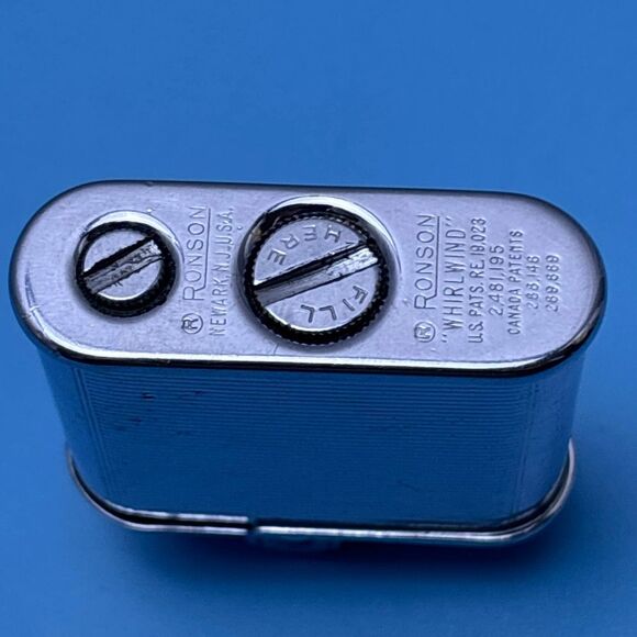 Vintag 1940s Ronson Whirlwind pocket lighter art deco windbreak chrome S flame - Picture 4 of 6